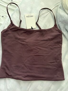 Aritzia Mauve Brown Satin-Look Cami with Adjustable Straps